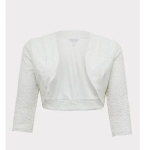 BRIDAL WHITE LACE OPEN FRONT SHRUG
